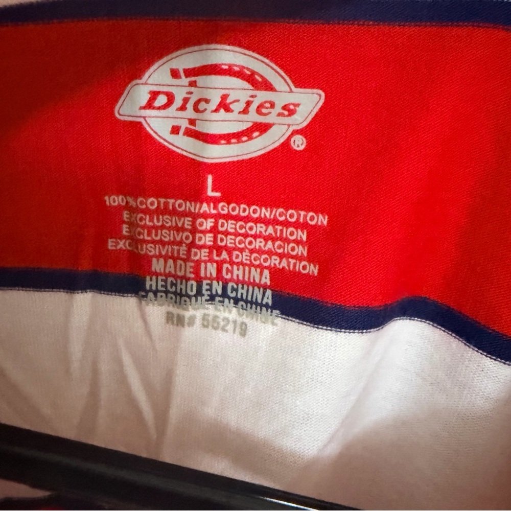 Dickies Red and White Striped Shirt Junior Large - Picture 4 of 7